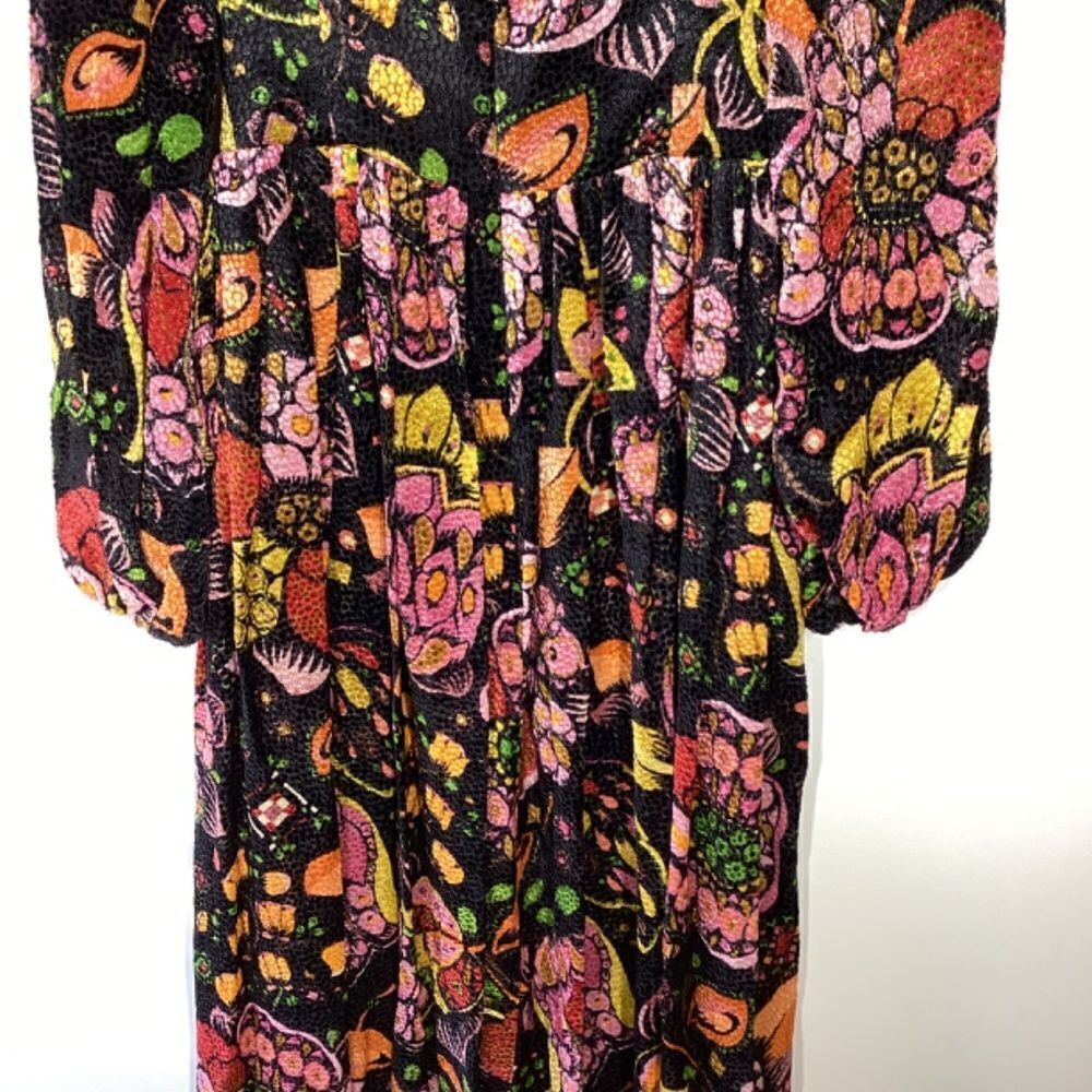 La DoubleJ Wanderlust Dress Eden Devore Velvet Black Orange Maxi‎ Dress Size XS - Picture 12 of 17